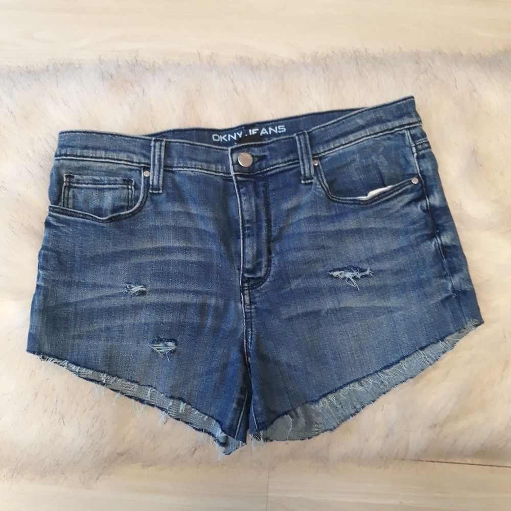 Upcycled distressed jean shorts sz 8